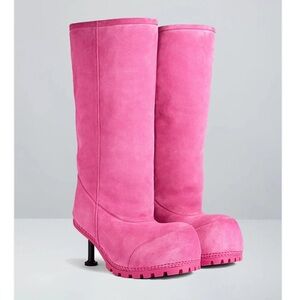 Balenciaga Alaska Fur Boot Heel in Pink
